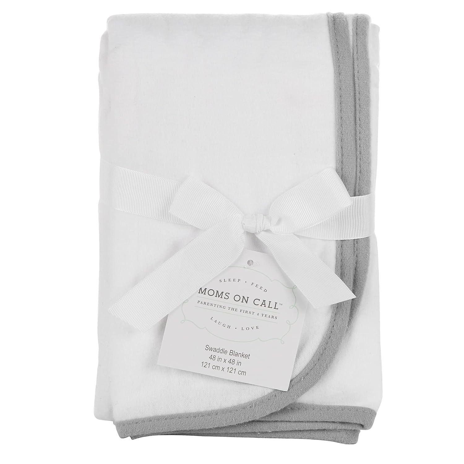 230816023656186_1 MOMS ON CALL Baby Swaddle 0-3 Months Newborn, Essential Swaddle Blanket | 48X48 | Cotton (Modern White) - Image 1